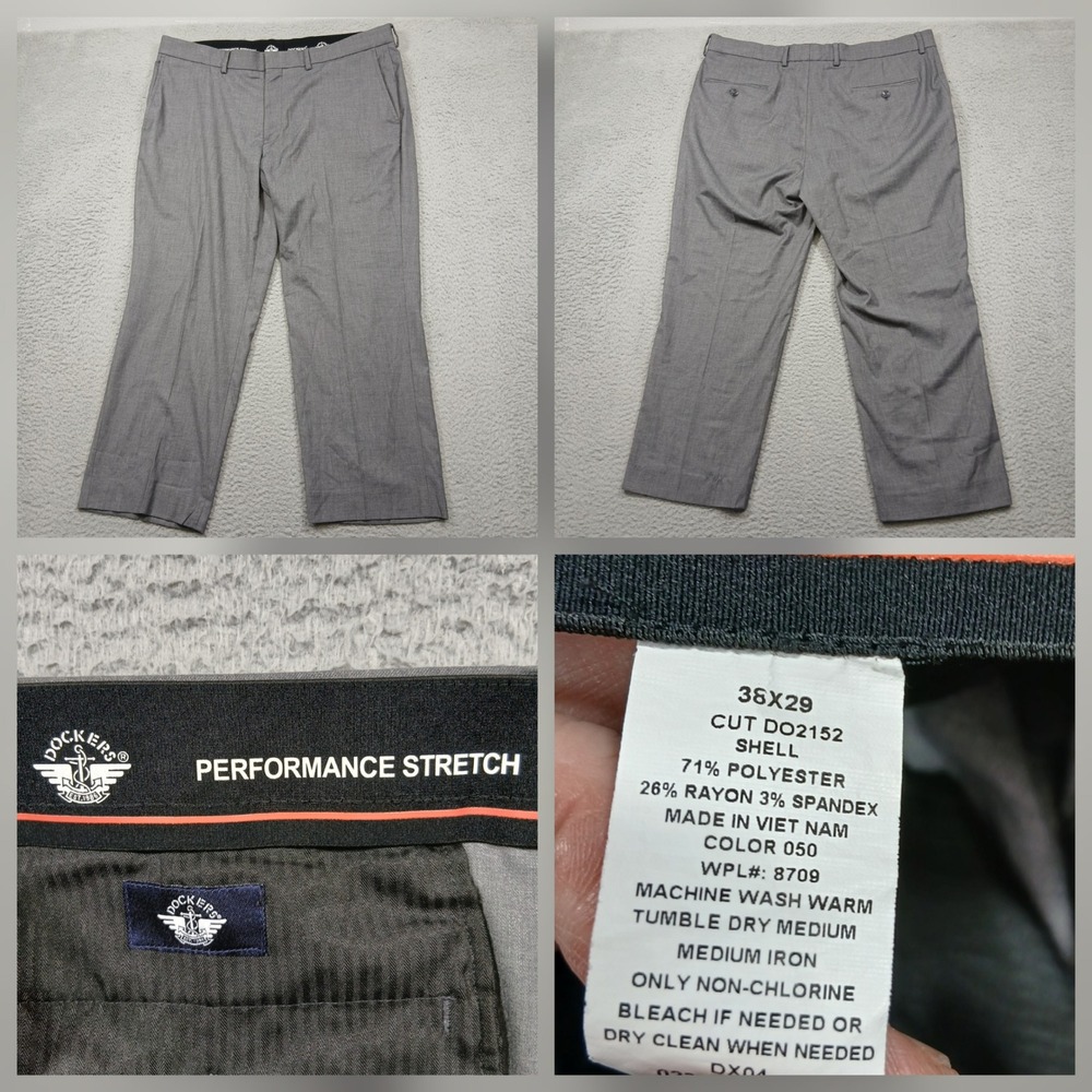 Dockers Performance Stretch Dress Pants Men 36x29 Gray Slacks